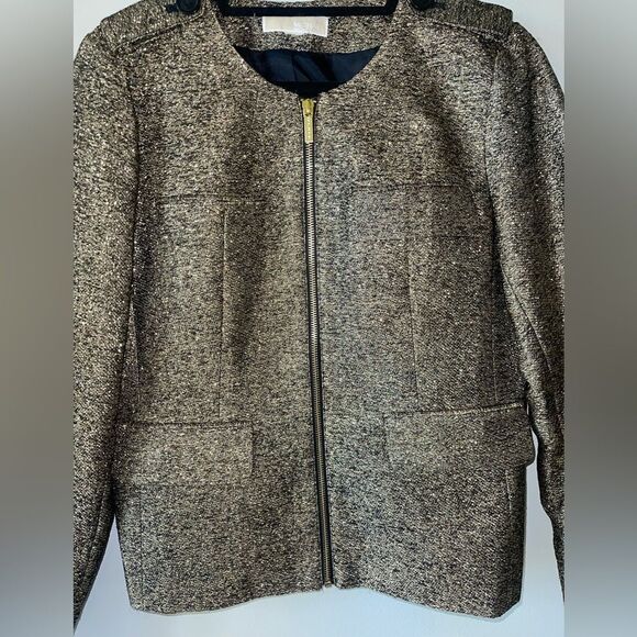 Michael Michael Kors Tweed Pattern Silk Blend Evening Jacket Size 8 - Picture 2 of 7